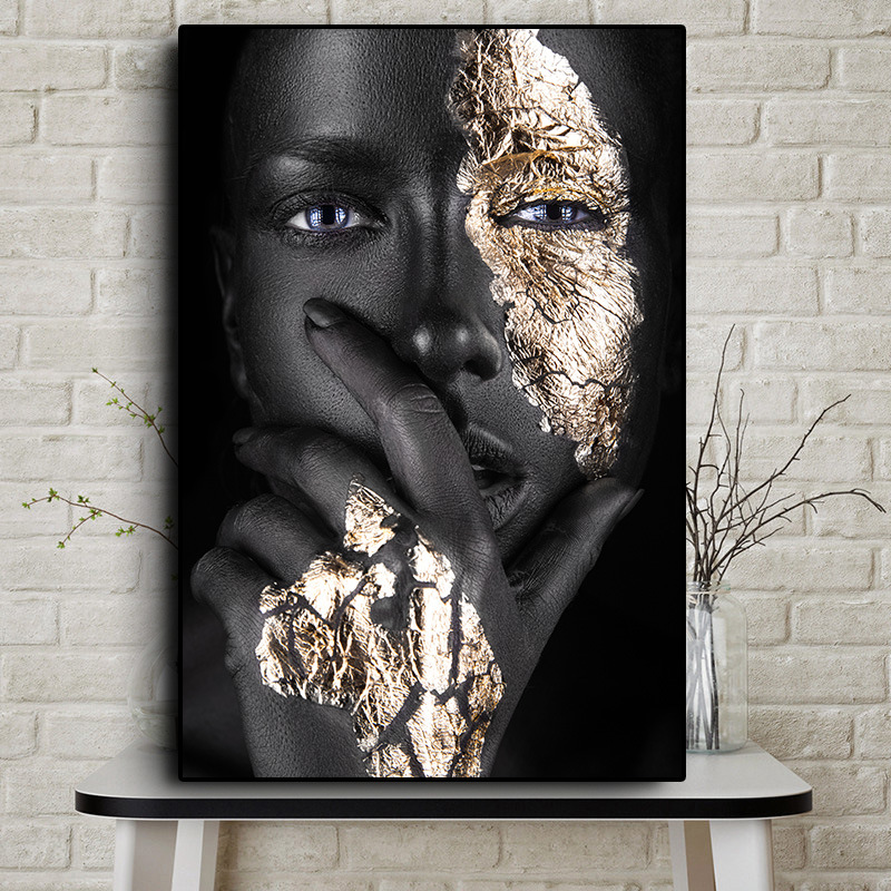 Modern Home Single African Woman Frameless Painting Canvas Wall Painting and Mural Decoration Spray Painting CrossBorder