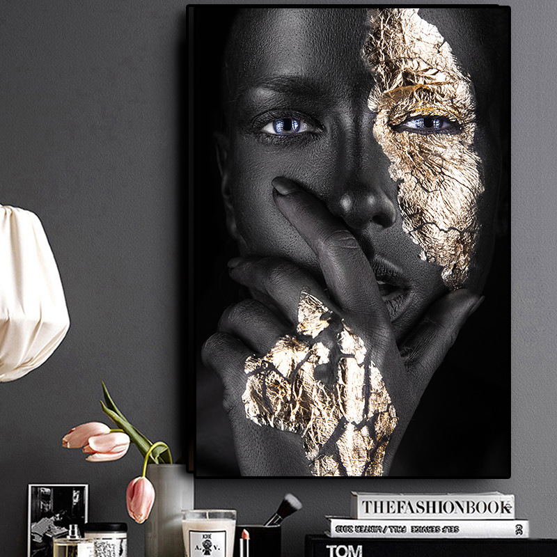 Modern Home Single African Woman Frameless Painting Canvas Wall Painting and Mural Decoration Spray Painting CrossBorder