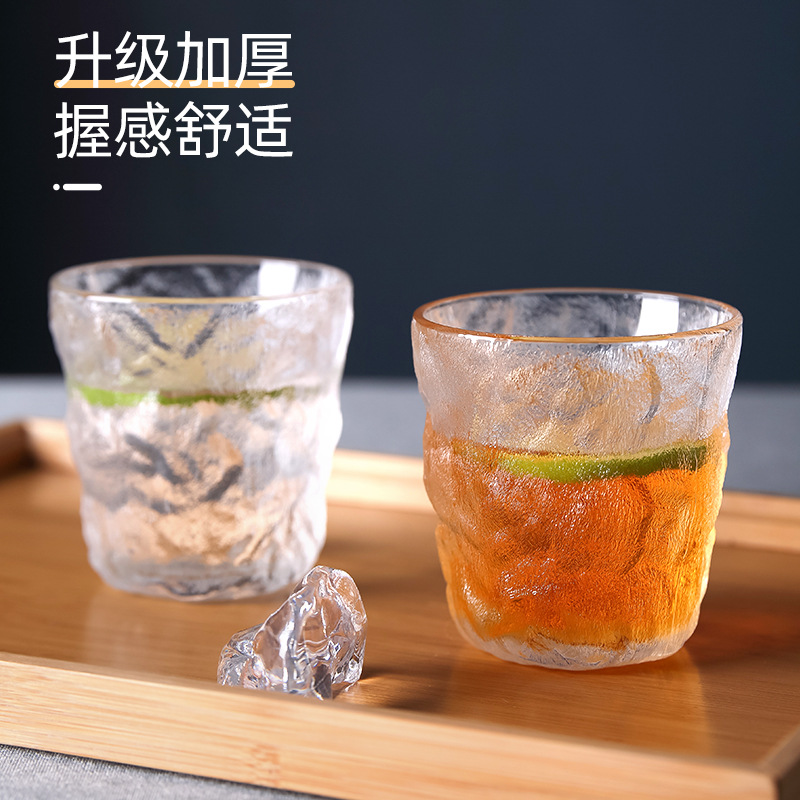 Blinkmax/Blinkmax Japanese Style Tree Pattern Glass Cup Restaurant Home Drink Cup Heat-Resistant Glass Water Cup Wine Glass