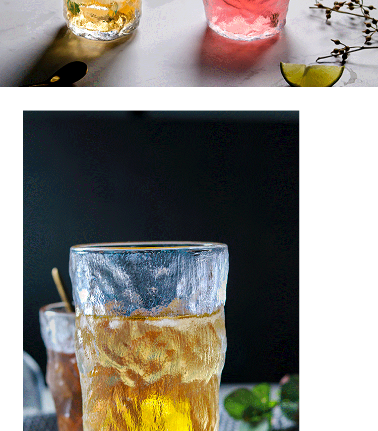 Blinkmax/Blinkmax Japanese Style Tree Pattern Glass Cup Restaurant Home Drink Cup Heat-Resistant Glass Water Cup Wine Glass