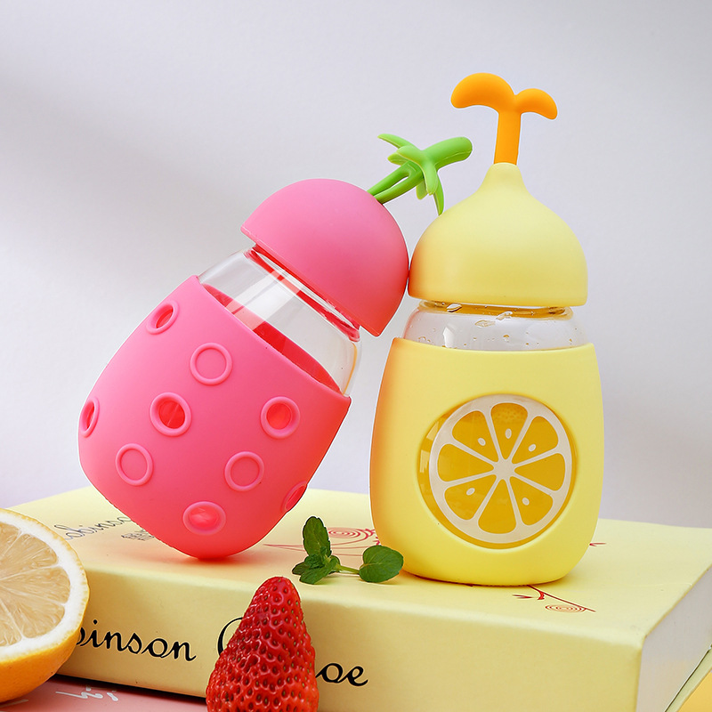 Shangtai Glass Cup Cute Female Student Male Korean Style Fruit Cup Cute Casual Silicone Non-Slip Heatproof Kid&#039;s Mug