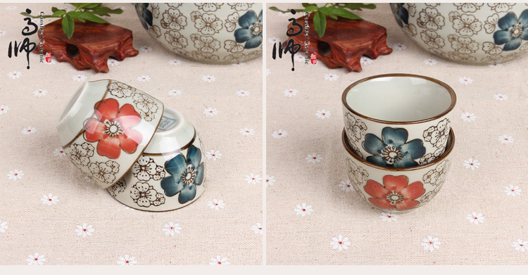 Small glass clear glass cup tea set red blue riches cup