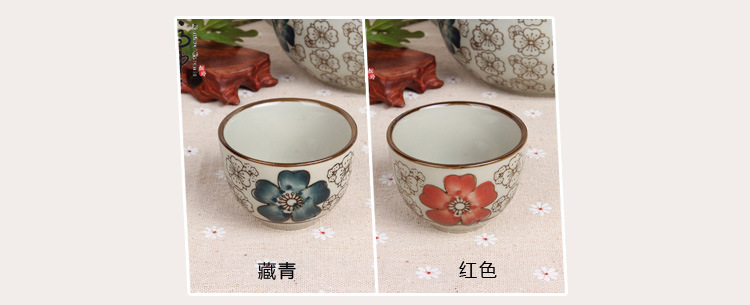 Small glass clear glass cup tea set red blue riches cup