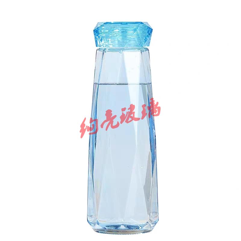 New design glass cup water glass with color glass cup  Diamond Cup