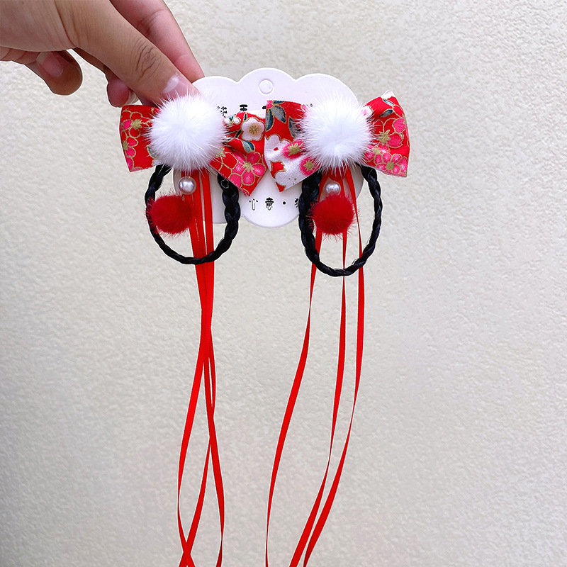 Children&#039;s Wig Braid Antique Hairpin Tassel Ancient Costume Headdress Hanfu Princess Girl Baby Chinese Style Hair Accessories