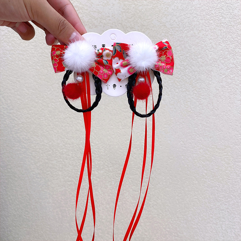 Children&#039;s Wig Braid Antique Hairpin Tassel Ancient Costume Headdress Hanfu Princess Girl Baby Chinese Style Hair Accessories