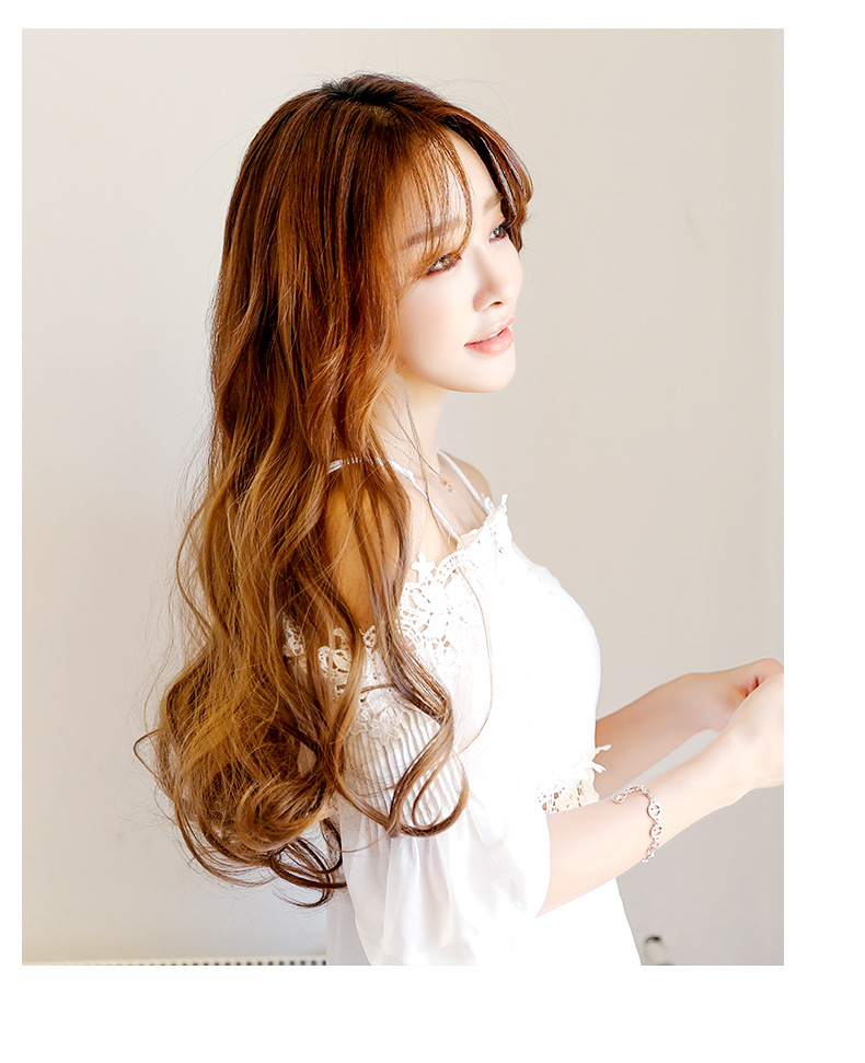 Wig Female Long Curly Hair Big Wave One Piece Long Hair Fluffy Natural Long Straight Hair U-Shaped Wig Hair Extension Spot