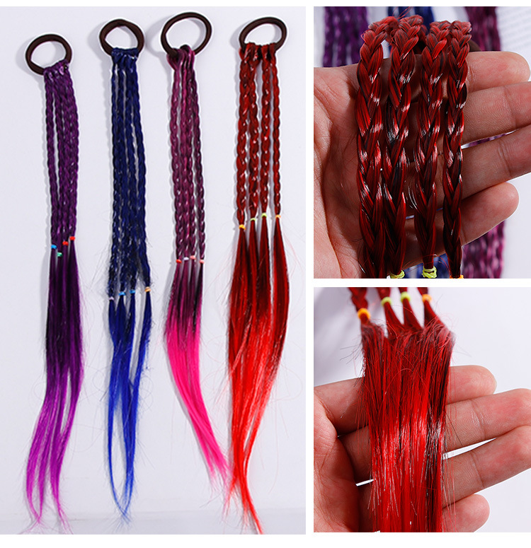 Children's Wig Braid Hair Ring Hair Rope Girls Cute Fashion Baby Cute Hair String Rubber Band Braided Wig Performance