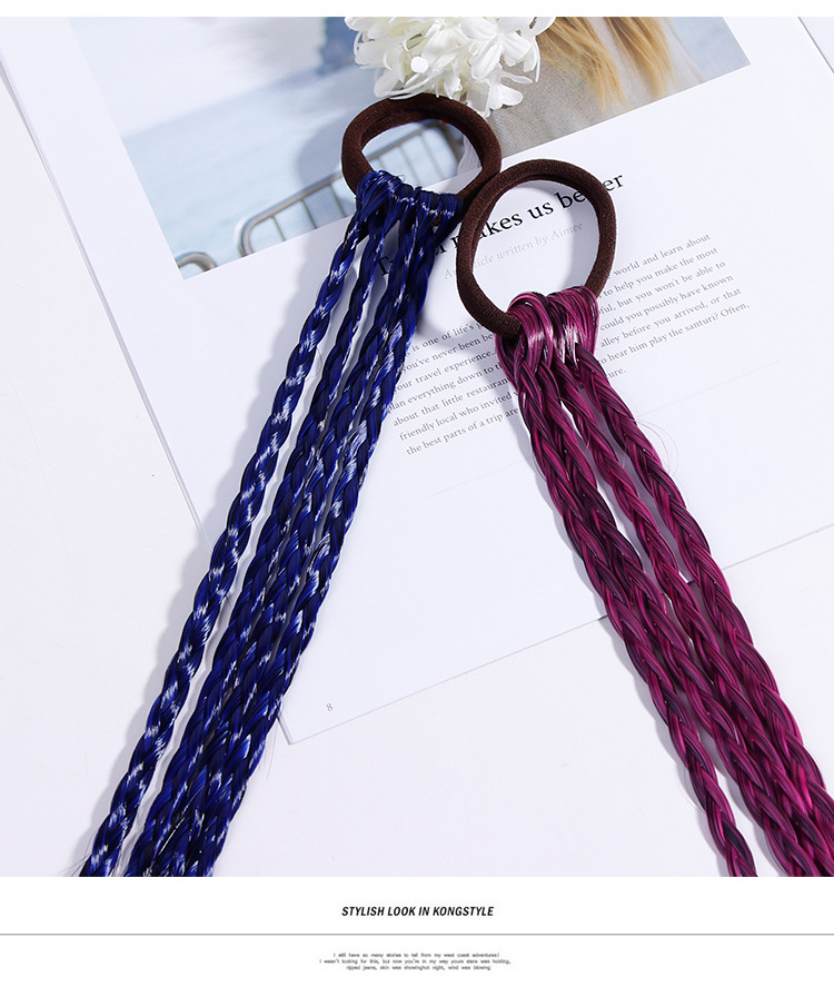 Children's Wig Braid Hair Ring Hair Rope Girls Cute Fashion Baby Cute Hair String Rubber Band Braided Wig Performance