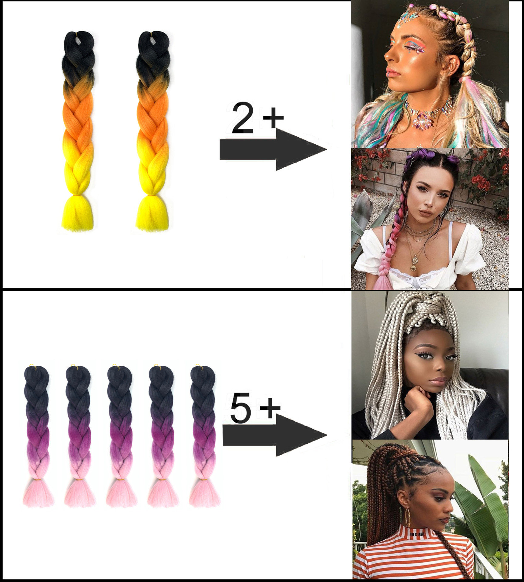 Wholesale Dreadlocks Hair Extensions Braids African Gradient Color Big Braids European and American Style Wig Wholesale Foreign Trade Chemical Fiber Wigs