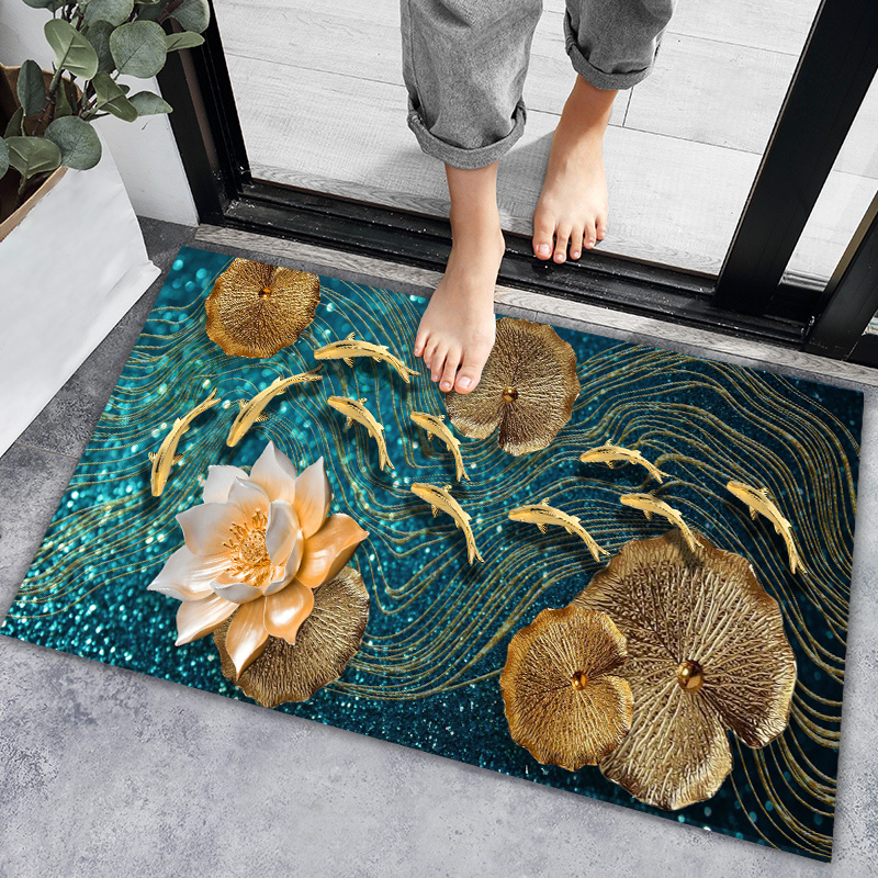 Light Luxury Cartoon Household Floor Mat Carpet Bedroom Doorway Kitchen Bathroom Absorbent Bathroom Foot Mat Household Non-Slip Mat