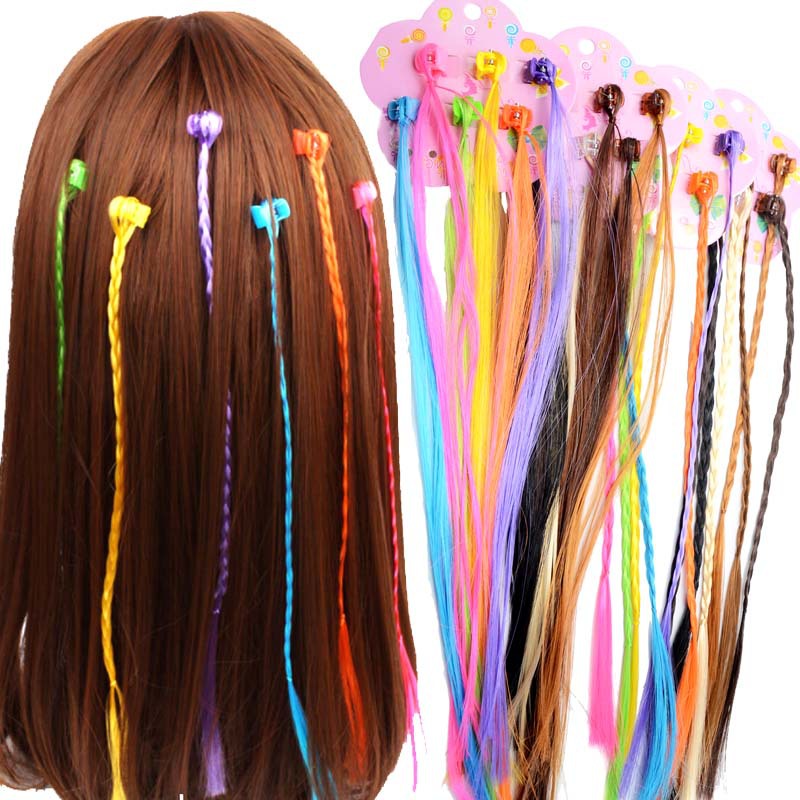 Hot Sale Small Claw Clip Beaded Color Wig Dough-Twist Style Plaits Children&#039;s Festival Performance Hair Accessories Straight Hair Hair Ring Headdress