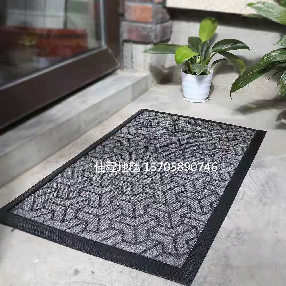 New Carved Door Mat Black Gray Polypropylene Jacquard Foot Mat Non-Slip Mat Rubber Pad Polypropylene Fiber Mat 45 * 75cm