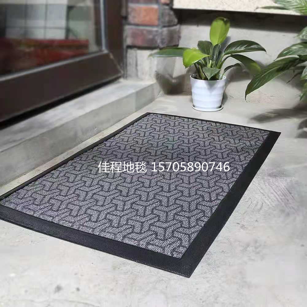 New Carved Door Mat Black Gray Polypropylene Jacquard Foot Mat Non-Slip Mat Rubber Pad Polypropylene Fiber Mat 45 * 75cm