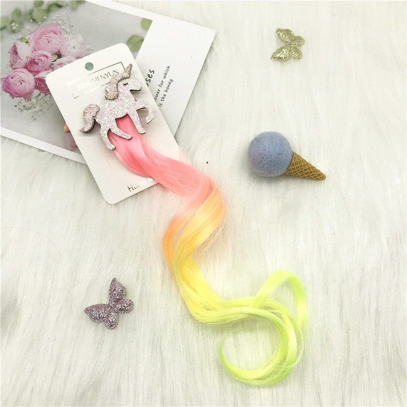 Xinchenyun Children&#039;s Wig Barrettes Side Clip Internet Influencer Hairpin Cute Princess Single Horn Headband Beast Headdress