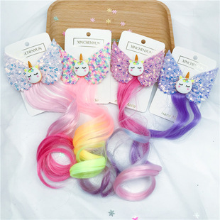 Xinchenyun Children's Wig Barrettes Side Clip Internet Influencer Hairpin Cute Princess Single Horn Headband Beast Headdress