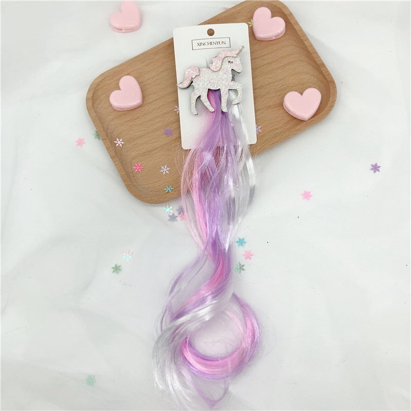 Xinchenyun Children's Wig Barrettes Side Clip Internet Influencer Hairpin Cute Princess Single Horn Headband Beast Headdress