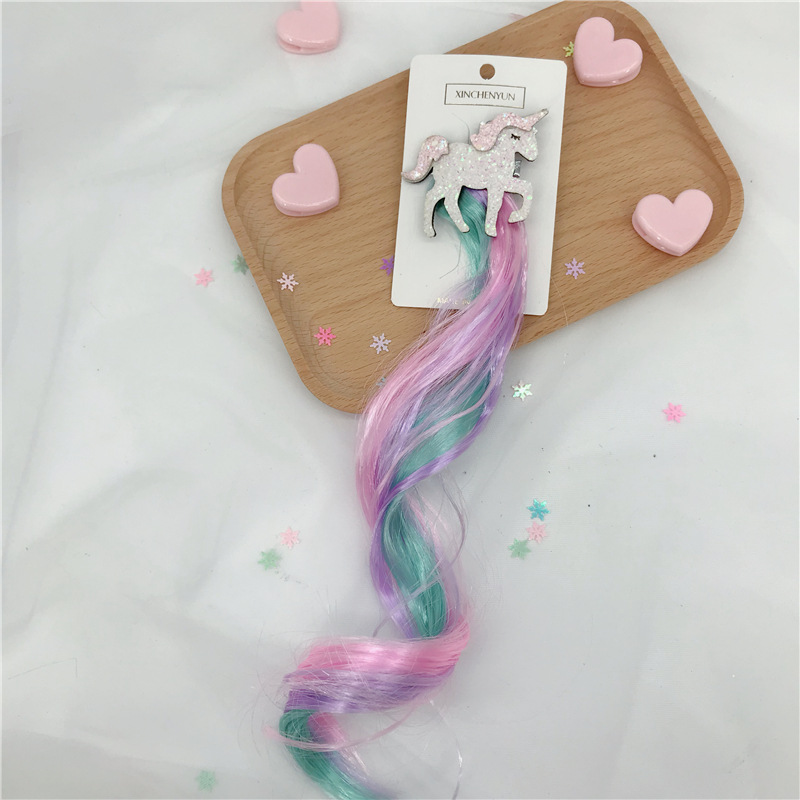 Xinchenyun Children's Wig Barrettes Side Clip Internet Influencer Hairpin Cute Princess Single Horn Headband Beast Headdress