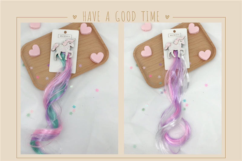Xinchenyun Children's Wig Barrettes Side Clip Internet Influencer Hairpin Cute Princess Single Horn Headband Beast Headdress