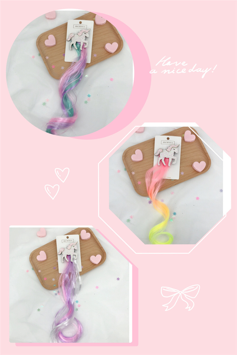 Xinchenyun Children's Wig Barrettes Side Clip Internet Influencer Hairpin Cute Princess Single Horn Headband Beast Headdress