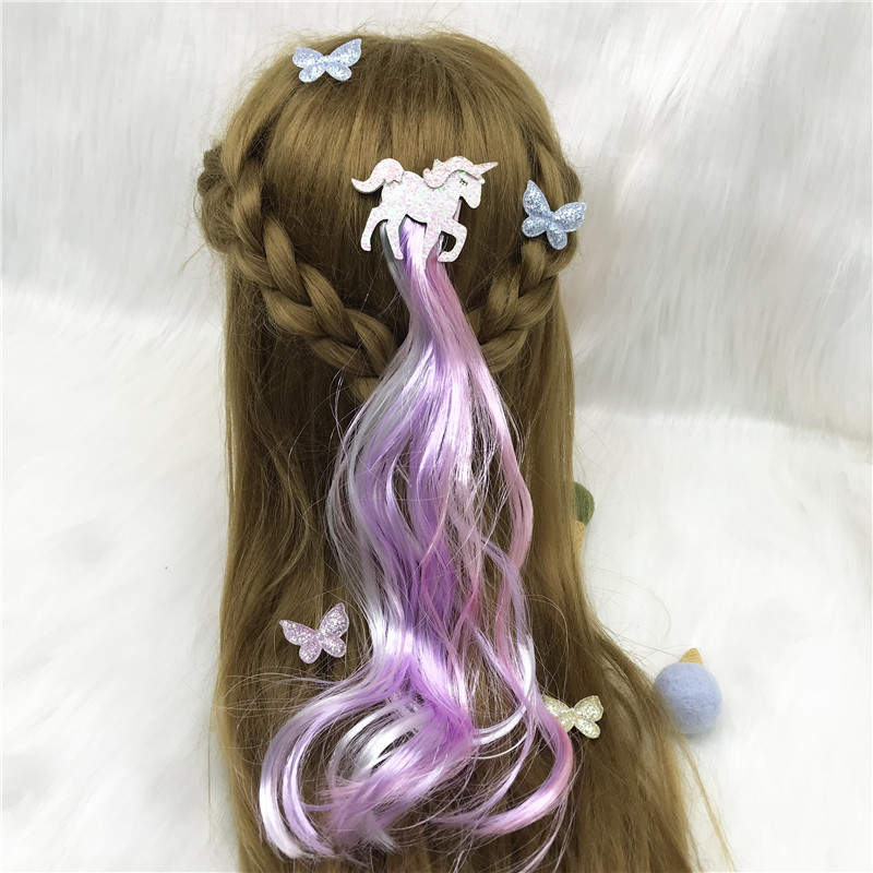 Xinchenyun Children's Wig Barrettes Side Clip Internet Influencer Hairpin Cute Princess Single Horn Headband Beast Headdress