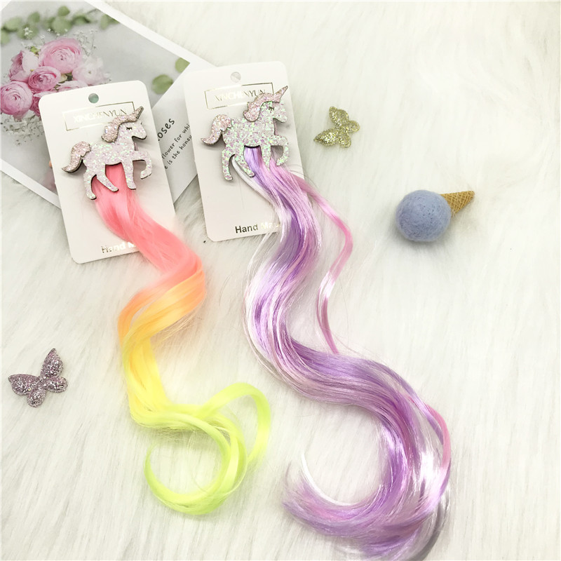 Xinchenyun Children's Wig Barrettes Side Clip Internet Influencer Hairpin Cute Princess Single Horn Headband Beast Headdress