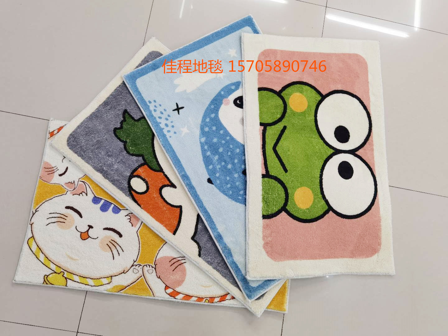 New Cashmere-like Printed Mat Cartoon Animal Mat Velvet Non-Slip Mat Cashmere-like Foot Mat Household Mat