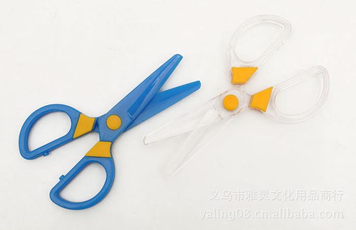 Yiwu Yaling Stationery Plastic Children's Safety Scissors Student Office Tools Environmental Protection Paper Cutting Scissors Wholesale Factory Direct Pin YL-9111