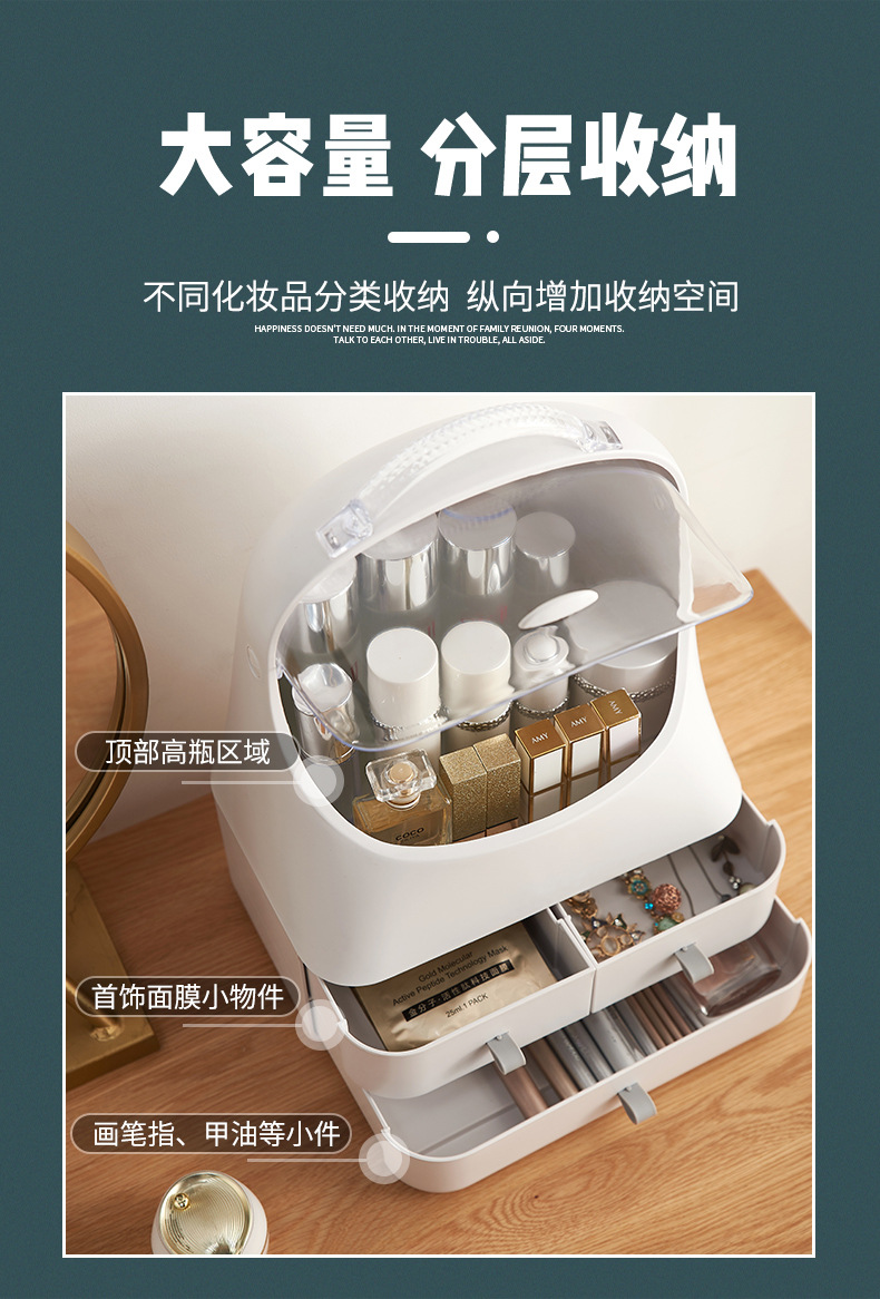 A New portable cosmetics storage box large-capacity cosmetic box desktop skin care products sorting box dustproof cosmetic box A New portable cosmetics storage box large-capacity cosmetic box desktop skin care products sorting box dustproof cosmetic box
