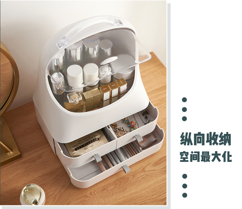 A New portable cosmetics storage box large-capacity cosmetic box desktop skin care products sorting box dustproof cosmetic box A New portable cosmetics storage box large-capacity cosmetic box desktop skin care products sorting box dustproof cosmetic box