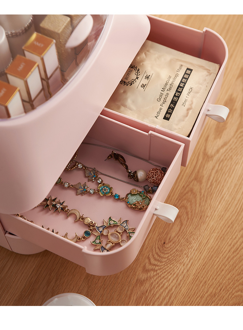 A New portable cosmetics storage box large-capacity cosmetic box desktop skin care products sorting box dustproof cosmetic box A New portable cosmetics storage box large-capacity cosmetic box desktop skin care products sorting box dustproof cosmetic box
