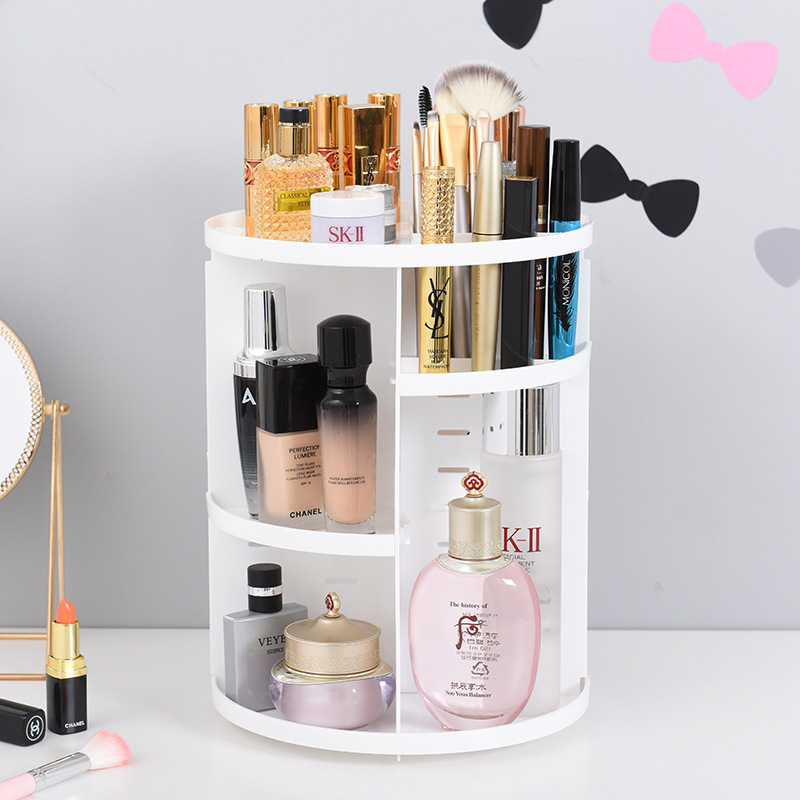 Rotating cosmetic case desktop shelf skin care products storage shelf circular plastic cosmetic storage box