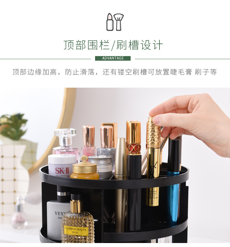 Rotating cosmetic case desktop shelf skin care products storage shelf circular plastic cosmetic storage box Rotating cosmetic case desktop shelf skin care products storage shelf circular plastic cosmetic storage box
