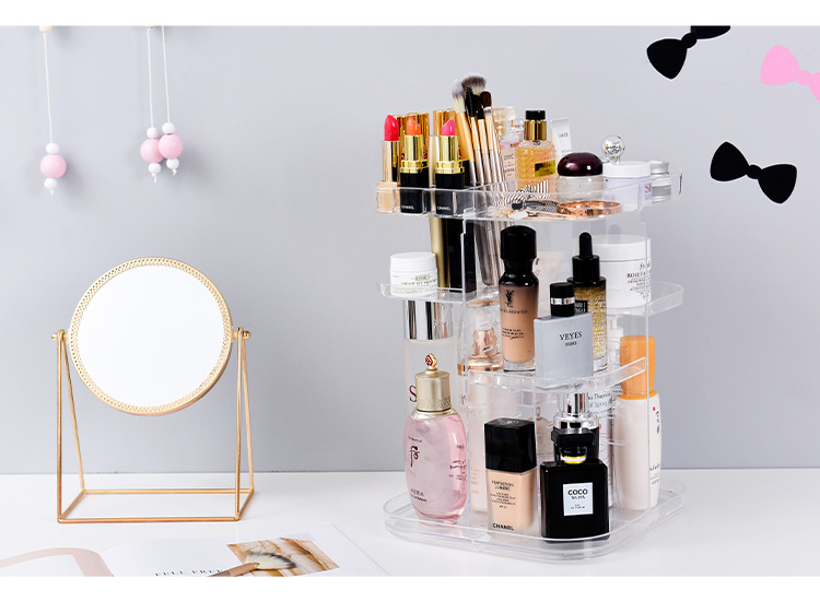 Acrylic rotating cosmetic box cosmetics receiving box skin care products shelving plastic makeup can be removed