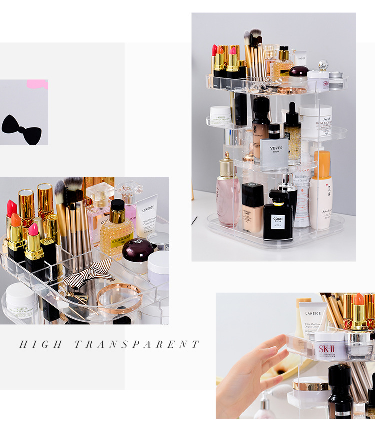 Acrylic rotating cosmetic box cosmetics receiving box skin care products shelving plastic makeup can be removed