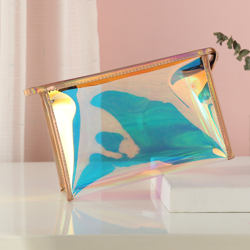 New Direct Sales Korean Style Laser Solid Color Cosmetic Bag Wild Candy Color Makeup Storage Bag Wash Bag Travel Bag