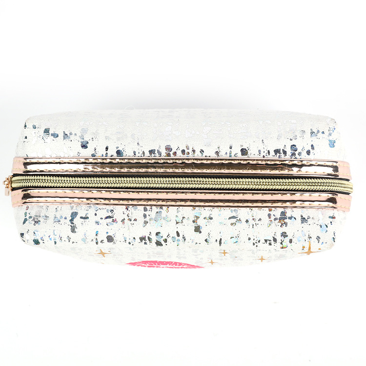 Suede Bronzing Cosmetic Bag European and American Hot Travel Toiletry Bag Lipstick Lip Pattern Type Waterproof Storage Bag Customized Wholesale