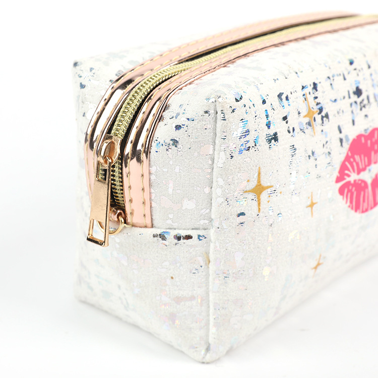 Suede Bronzing Cosmetic Bag European and American Hot Travel Toiletry Bag Lipstick Lip Pattern Type Waterproof Storage Bag Customized Wholesale