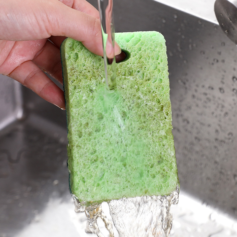 Wood Pulp Sponge Dish-Washing Sponge Wiping Block Double-Sided Hanging Kitchen Cellulose Sponge for Cleaning Scouring Pad Absorbent Cloth