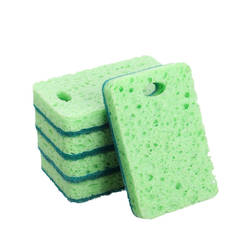 Wood Pulp Sponge Dish-Washing Sponge Wiping Block Double-Sided Hanging Kitchen Cellulose Sponge for Cleaning Scouring Pad Absorbent Cloth