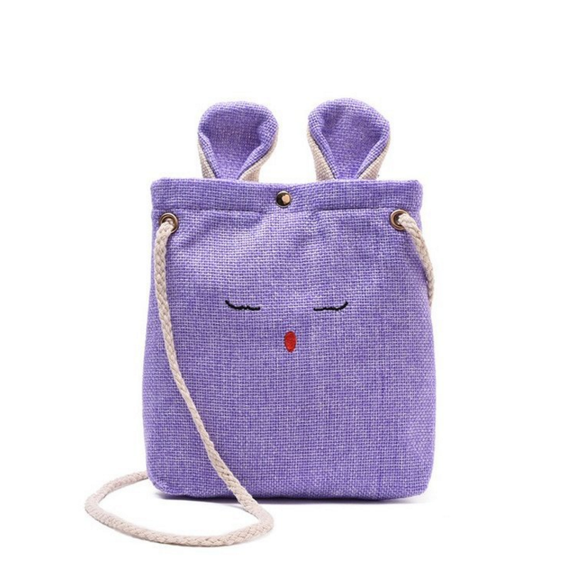 Linen Rabbit Shoulder Bag Crossbody Bag Student Phone Bag Coin Purse Storage Bag Canvas Bag