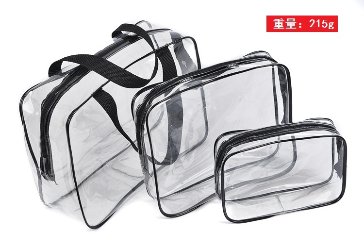 PVC Buggy Bag Storage Bag Washing and Makeup Bag Transparent Three-Piece Set Organizing Bag PVC Three-Piece Set