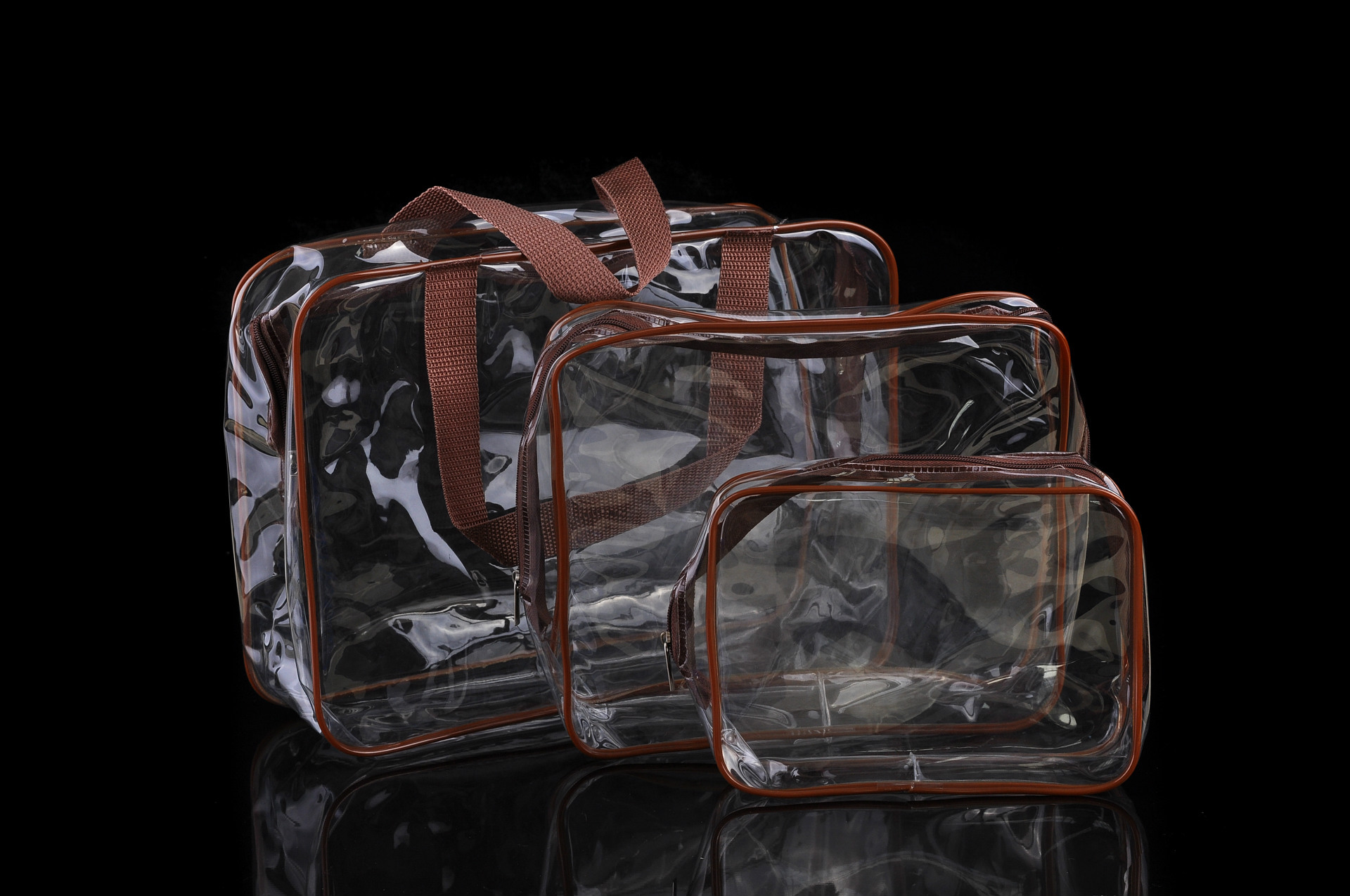 PVC Buggy Bag Storage Bag Washing and Makeup Bag Transparent Three-Piece Set Organizing Bag PVC Three-Piece Set