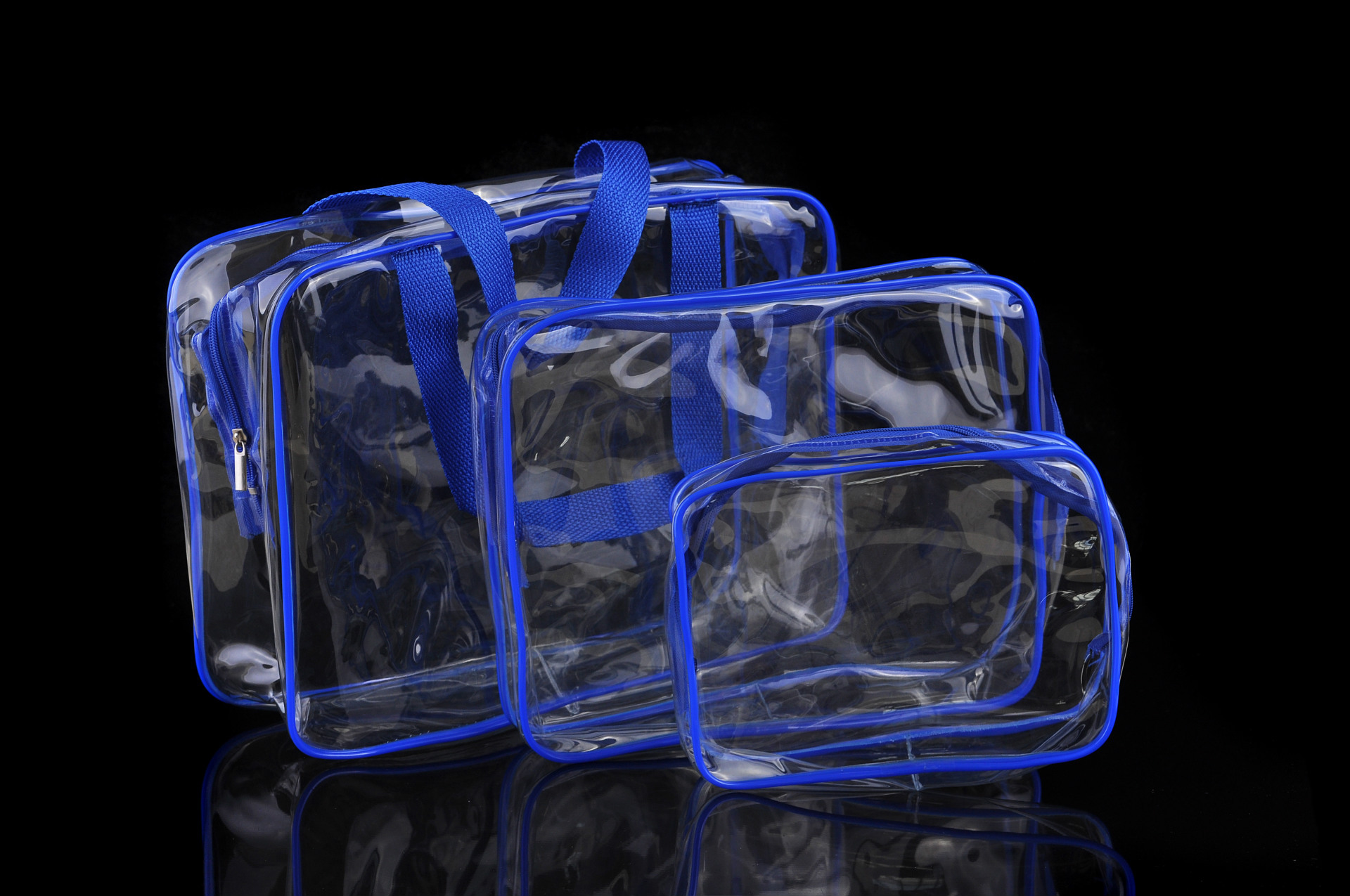 PVC Buggy Bag Storage Bag Washing and Makeup Bag Transparent Three-Piece Set Organizing Bag PVC Three-Piece Set