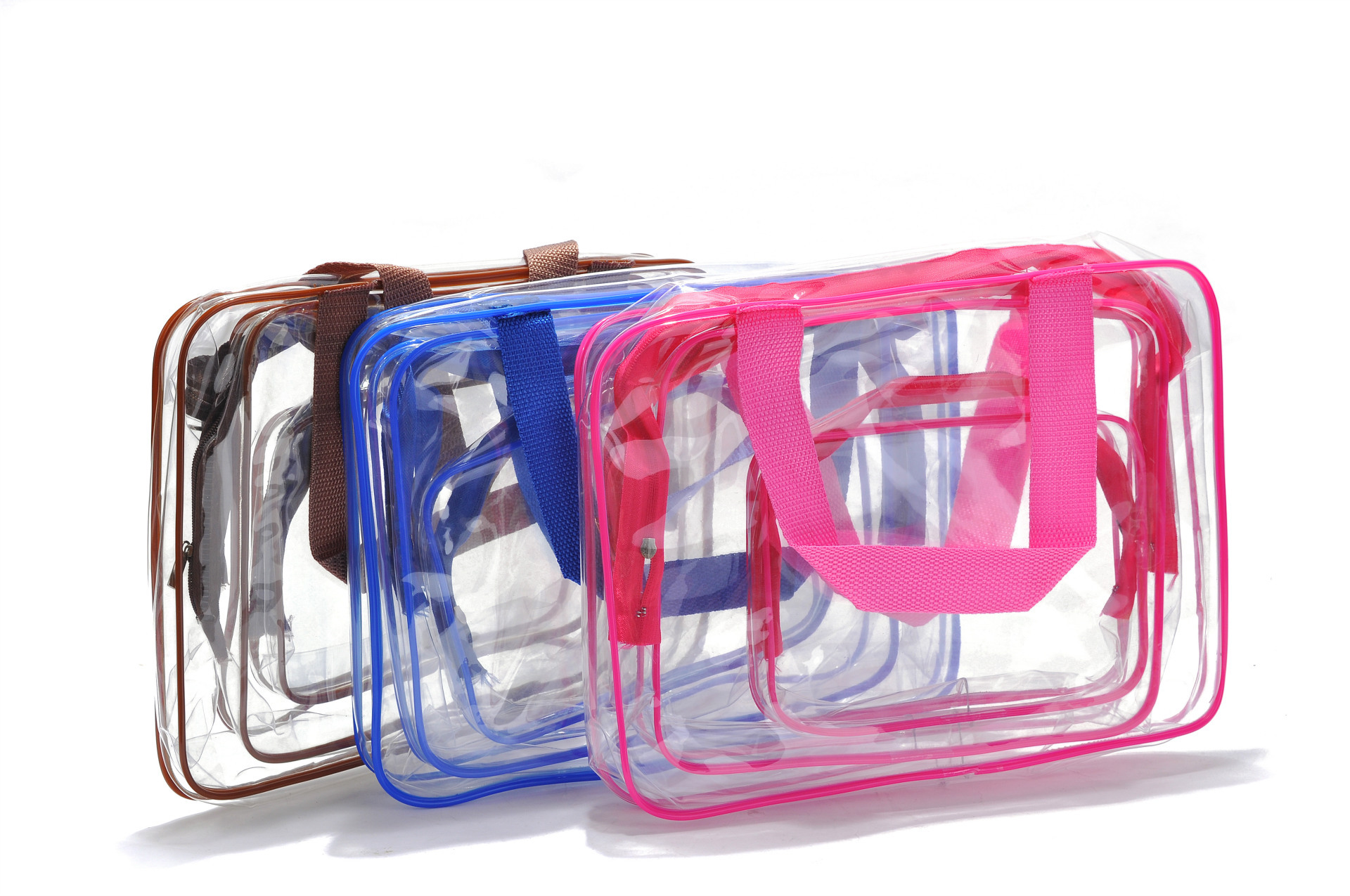 PVC Buggy Bag Storage Bag Washing and Makeup Bag Transparent Three-Piece Set Organizing Bag PVC Three-Piece Set