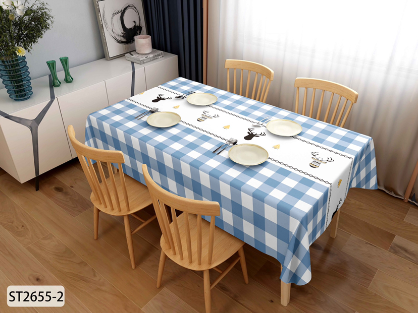 PVC Table Cloth Fresh Fengge Modern Simple Home Rectangular Oil-Proof Waterproof Tablecloth... No Washing
