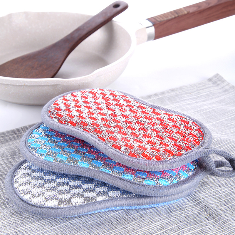 Dish-Washing Sponge Kitchen Dishes Cloth Absorbent Oil-Free Double-Sided Sponge Wipe Household Scouring Pad Brush Pot Cleaning Brush Factory