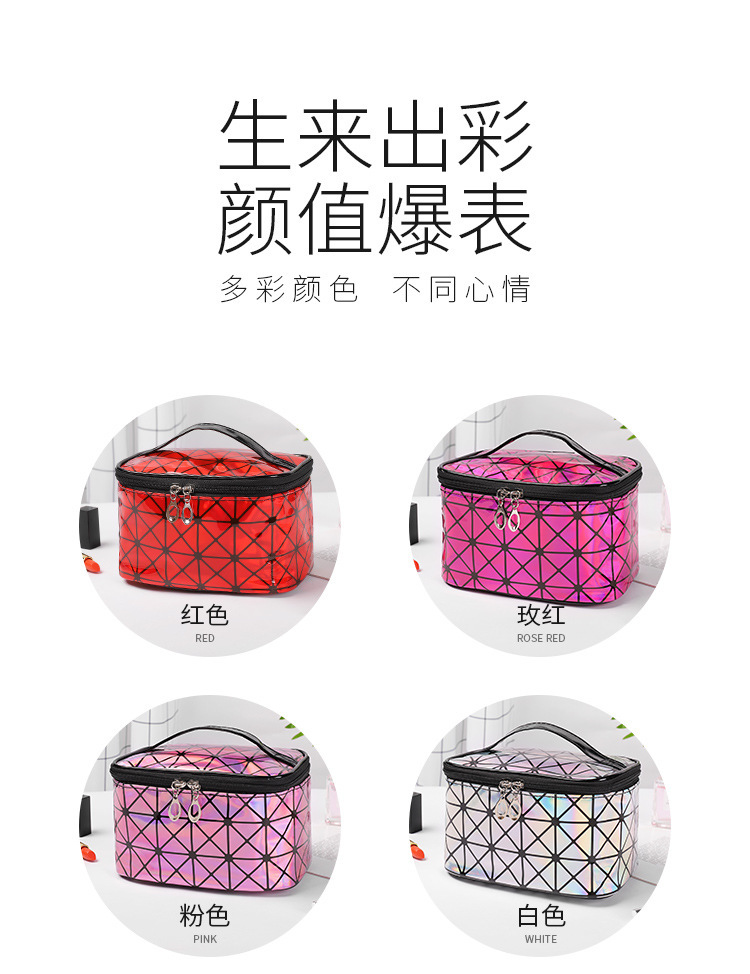 Diamond Grid Cosmetic Bag 3D Laser Pu Folding Cosmetic Bag Portable Travel Handbag Waterproof Storage Bag Wash Bag Diamond Grid Cosmetic Bag 3D Laser Pu Folding Cosmetic Bag Portable Travel Handbag Waterproof Storage Bag Wash Bag