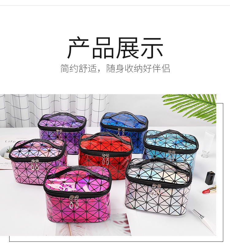 Diamond Grid Cosmetic Bag 3D Laser Pu Folding Cosmetic Bag Portable Travel Handbag Waterproof Storage Bag Wash Bag Diamond Grid Cosmetic Bag 3D Laser Pu Folding Cosmetic Bag Portable Travel Handbag Waterproof Storage Bag Wash Bag