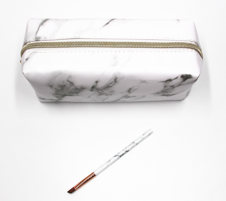 Marble Pattern Pu Cosmetic Bag Portable Clutch Large-Capacity Cosmetics Storage Bag Wash Bag